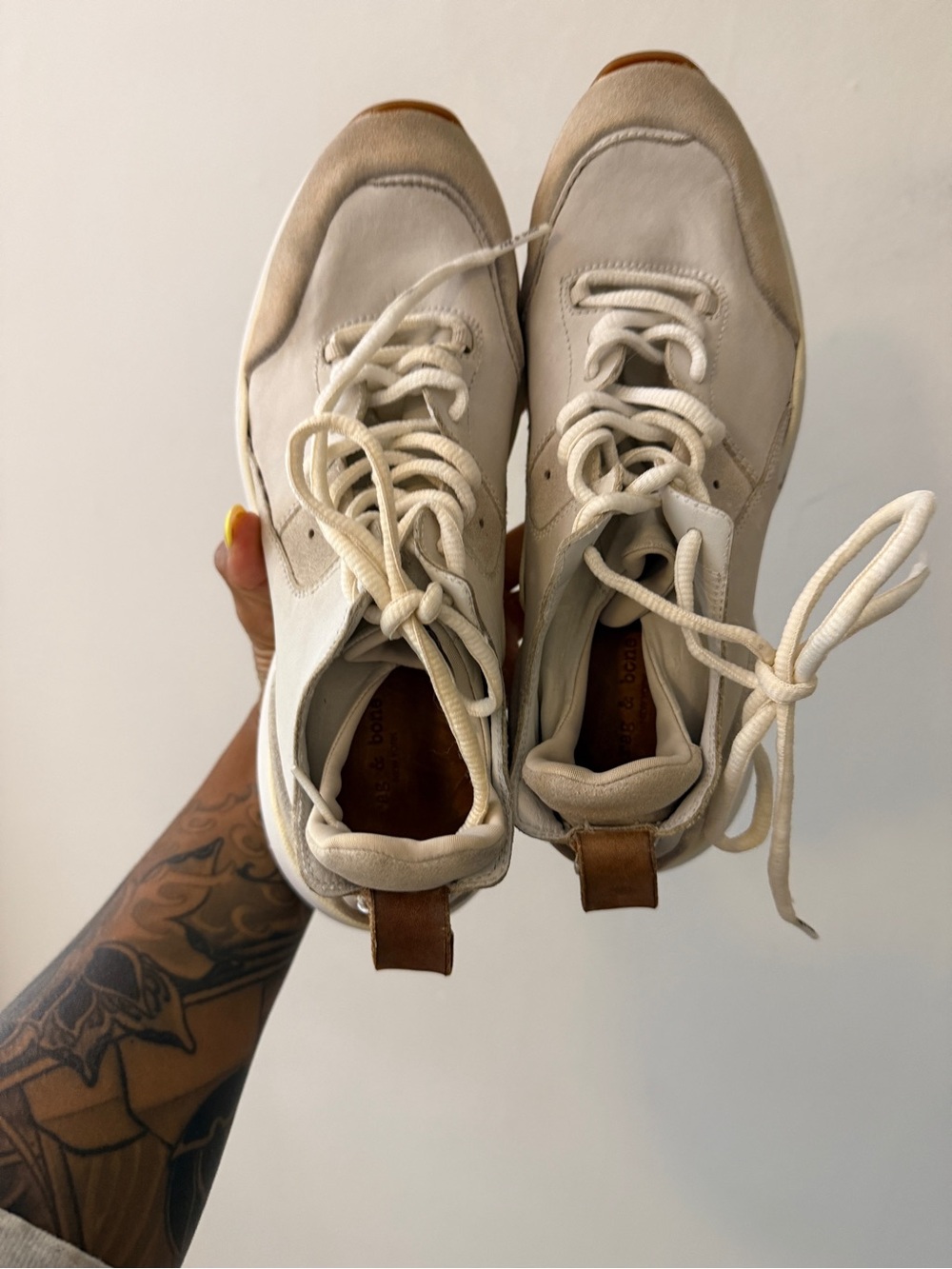 rag & bone White and Tan Low-Top Manston Runner Sneakers - Picture 6 of 14